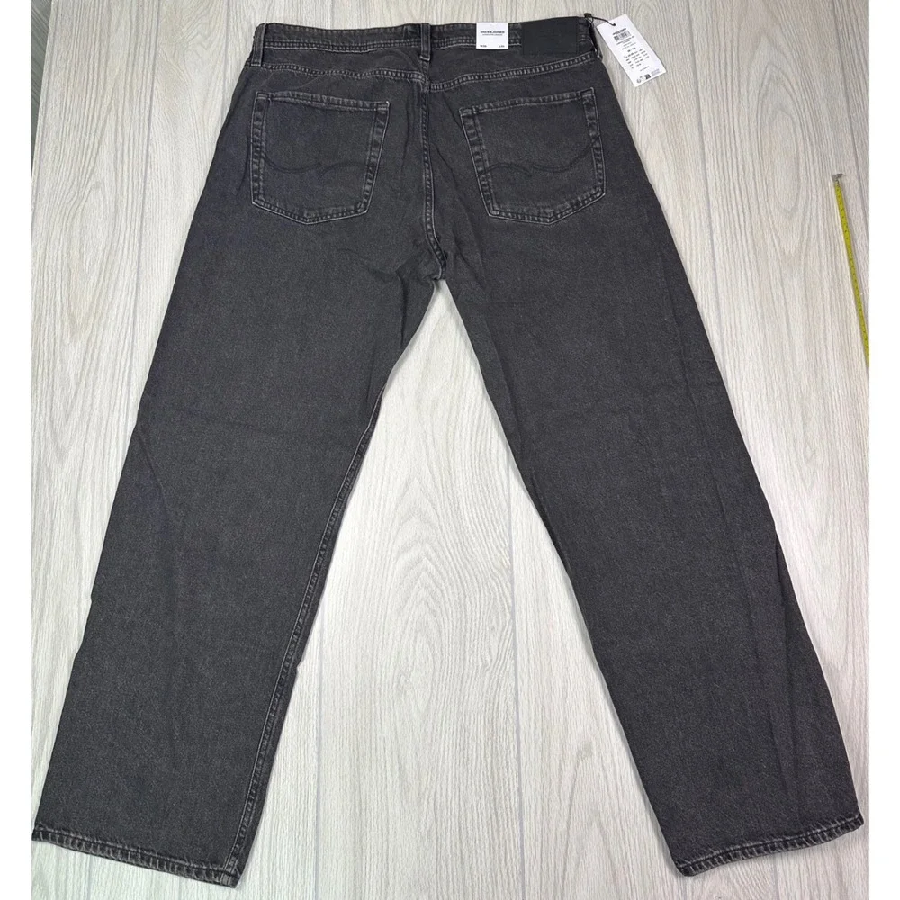 JACK JONES Jeans Intelligence Mens Black Denim Straight Leg‎ Pants Size 36x34
